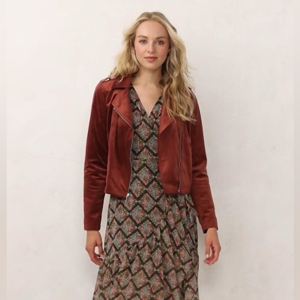 Woman’s LC Lauren Conrad faux suede moto jacket size medium